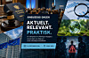 Plakat for Anbud365-Dagen med teksten «Aktuelt. Relevant. Praktisk.» omgitt av bilder av bygninger, lovbok, lupe og varseltrekant.