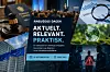 Plakat for Anbud365-Dagen med teksten «Aktuelt. Relevant. Praktisk.» omgitt av bilder av bygninger, lovbok, lupe og varseltrekant.